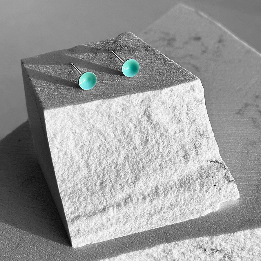 Tiffany Blue Color Dot Earrings