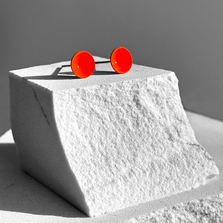 Neon Orange Color Dot Earrings