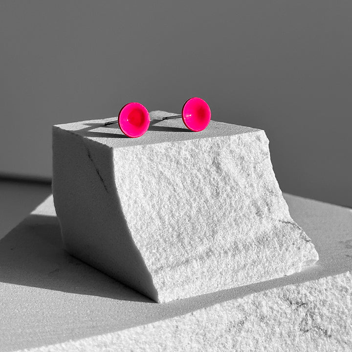 Hot Pink Color Dot Earrings