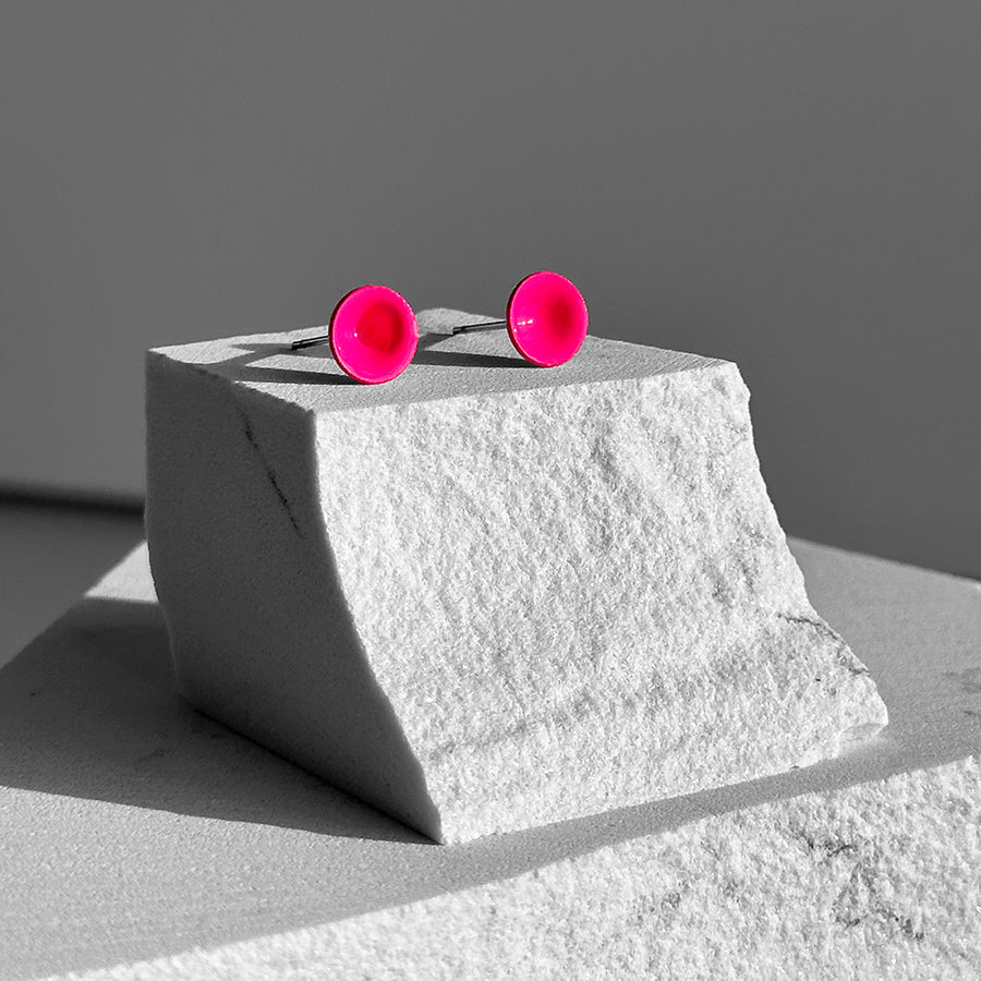 Hot Pink Color Dot Earrings