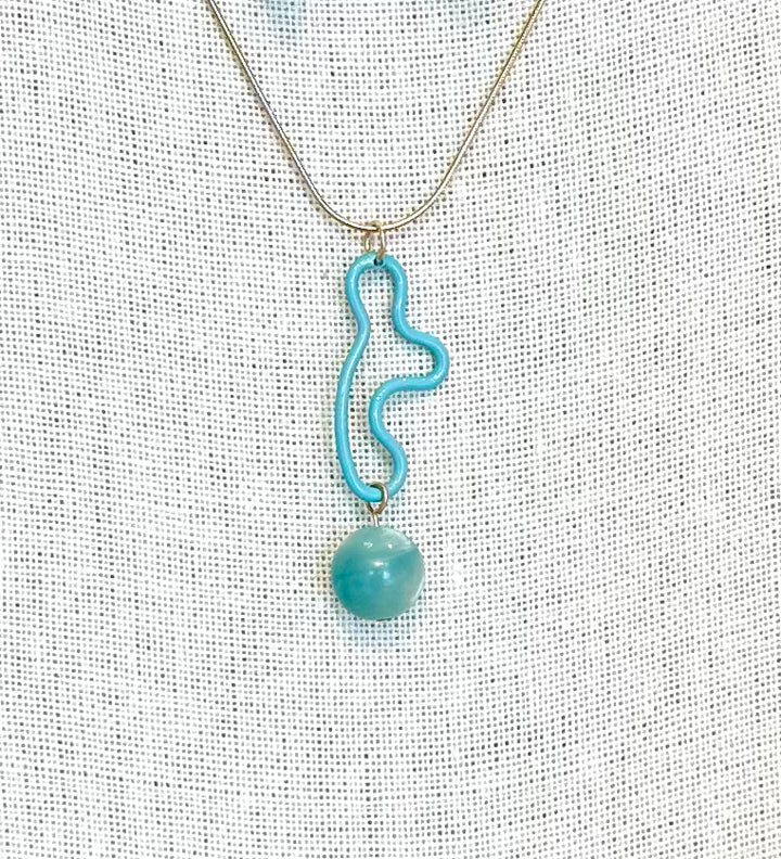 The Blob! Necklace--Aqua Blue