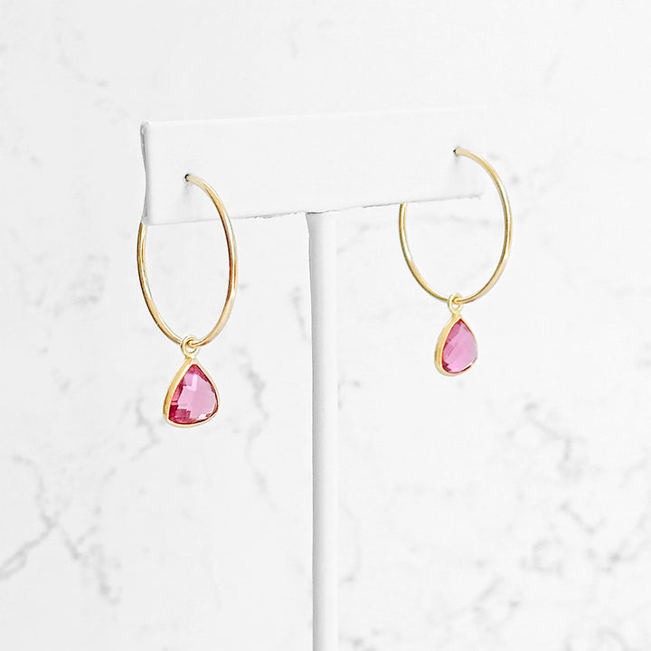 Rhodolite Garnet Gemstone Hoop Earrings