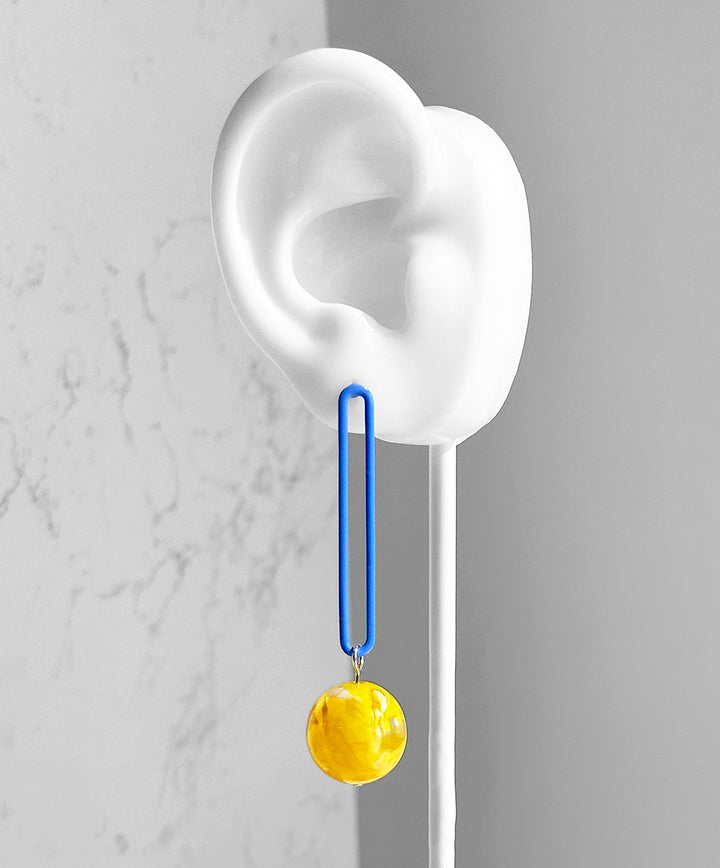 Gino Earrings--Blue and Yellow Swirl