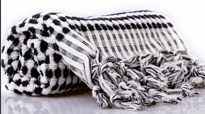 Turkish Cotton Terry Hand Towel Black and White