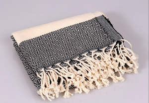 Peshtemal Turkish Towel/Throw Black Diamond Stripe