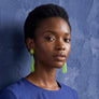 Sputnik Extra Long Drop Earrings--Neon Yellow