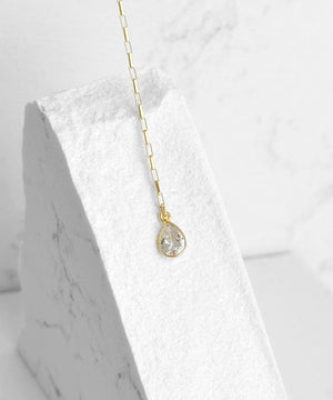 Slender Crystal Quartz Y Necklace