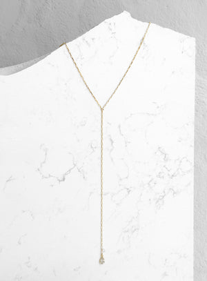 Slender Crystal Quartz Y Necklace