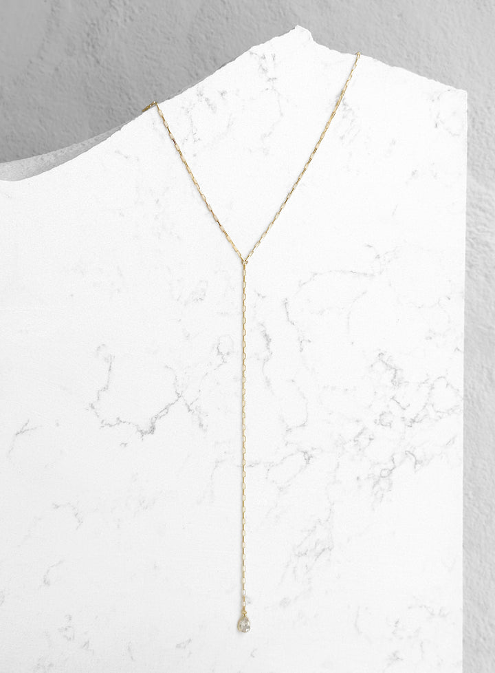 Slender Crystal Quartz Y Necklace