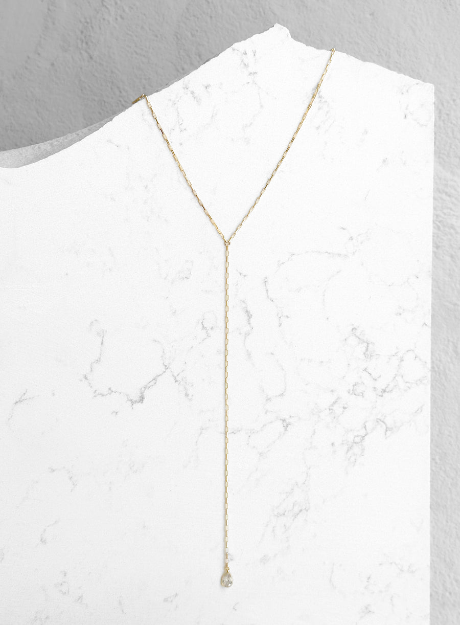 Slender Crystal Quartz Y Necklace