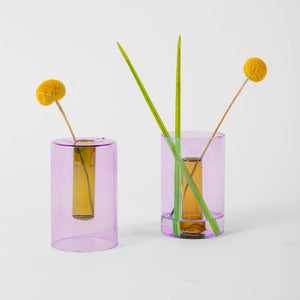 Reversible Glass Vase - Small: Peach/Cobalt