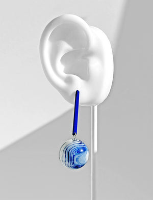 Aarnio Earrings--Cobalt Blue and White Swirl