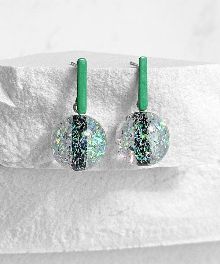 Aarnio Earrings Petite- Teal/Green and Clear Glitter