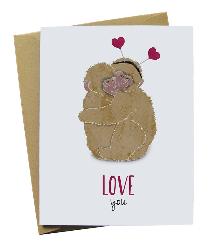 Monkey Hug Love Card