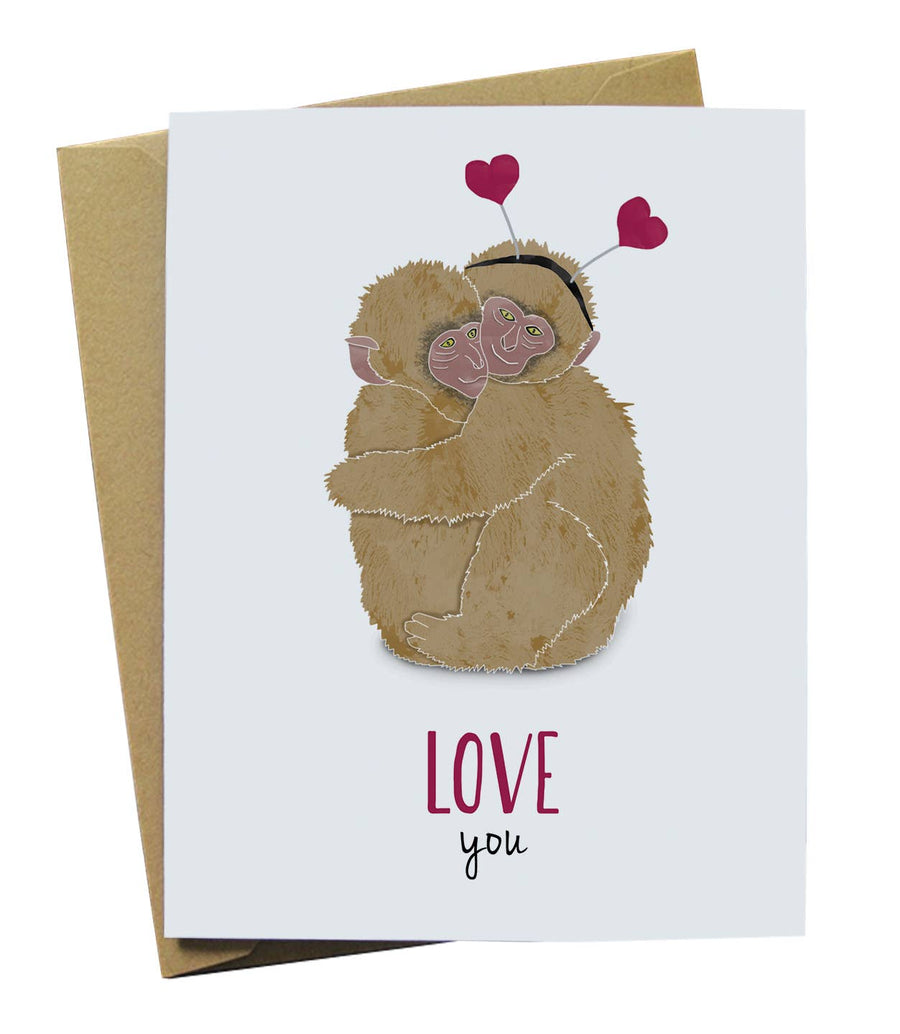 Monkey Hug Love Card