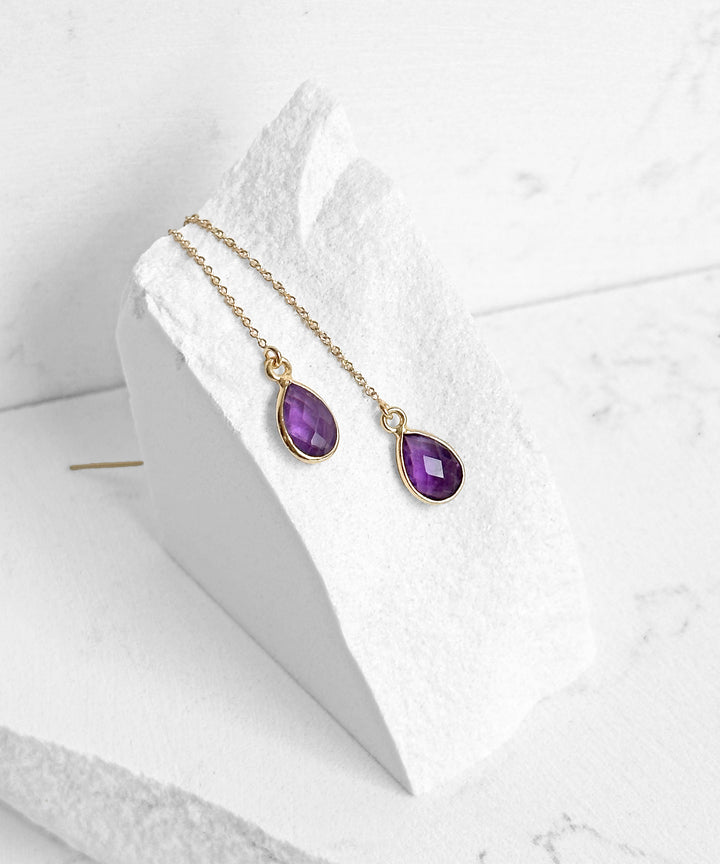 Amethyst Threader Earrings