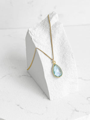 Aquamarine Teardrop Necklace