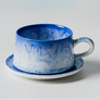 Crystalline Glaze Ceramic Coffee Cup and Saucer Set