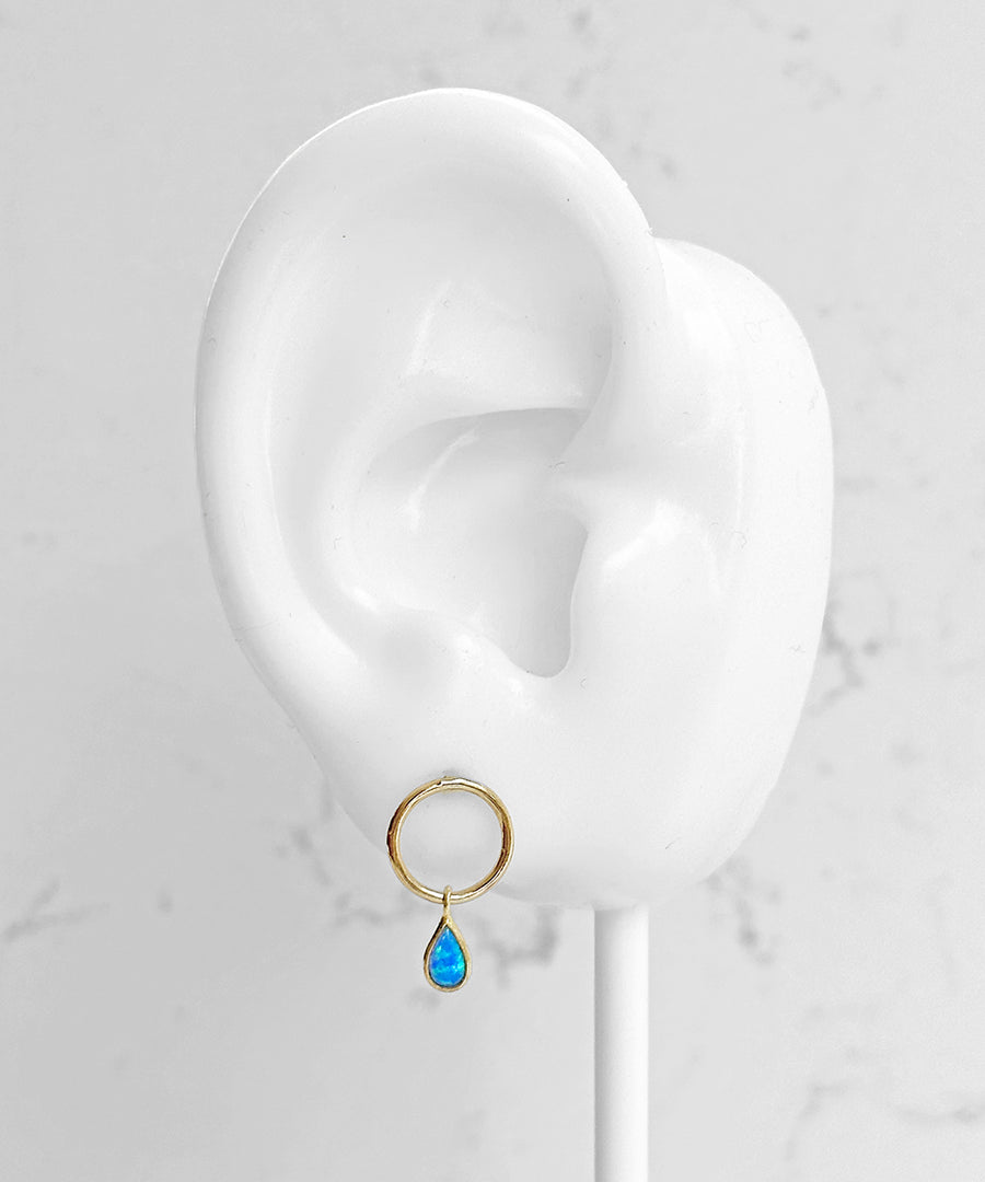 Petite Blue Opal Teardrop Earrings and Toggle Necklace