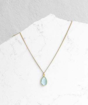Aquamarine Teardrop Necklace