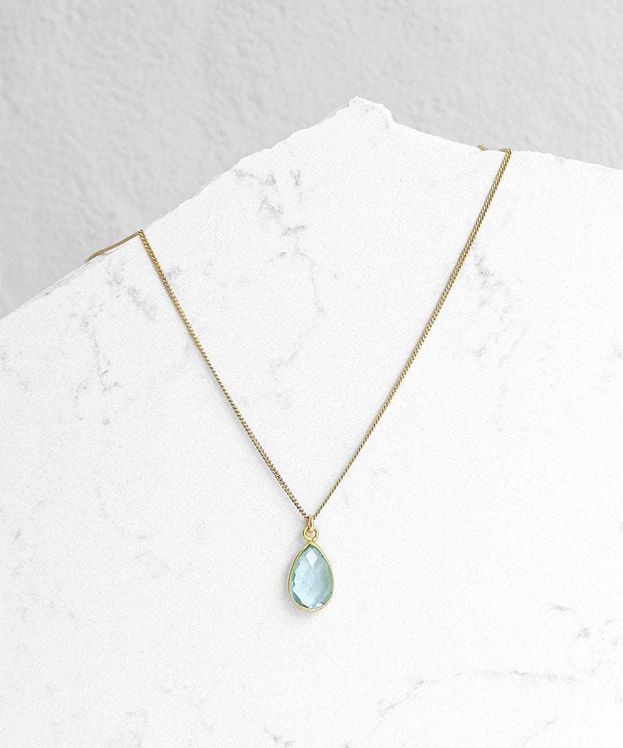 Aquamarine Teardrop Necklace