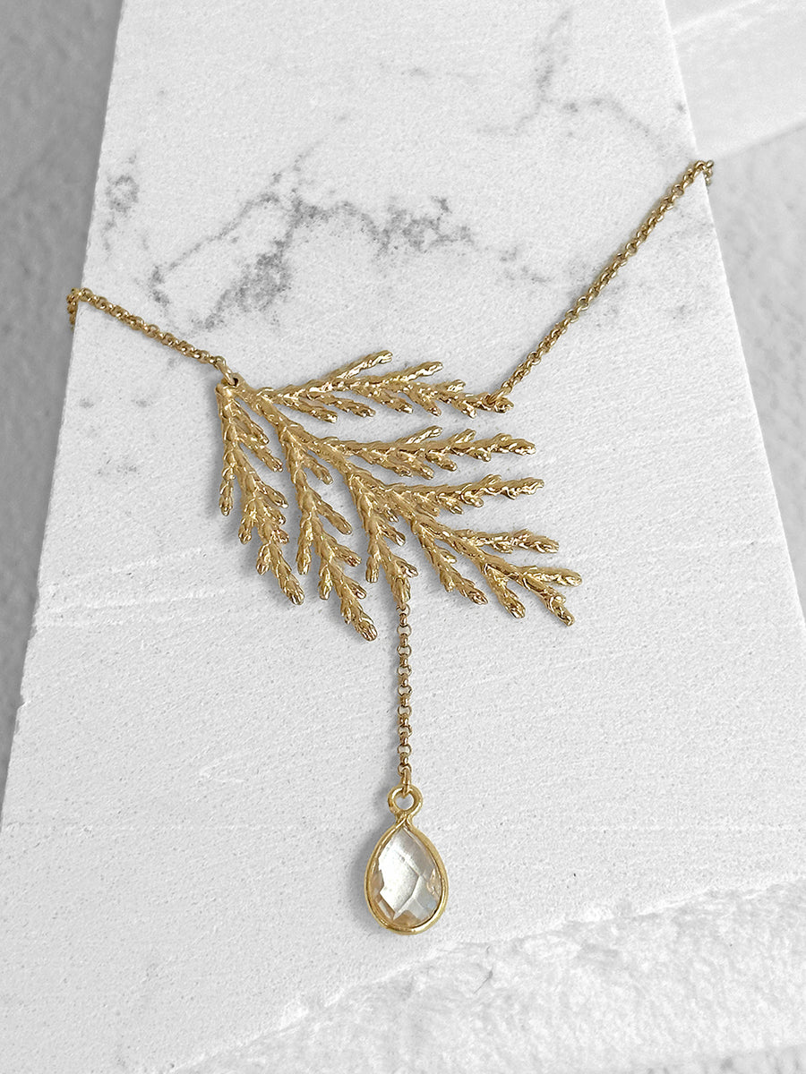 Cedar and Crystal Quartz Necklace