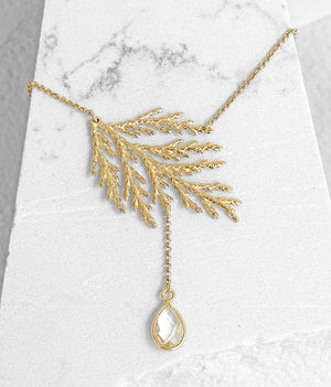 Cedar and Crystal Quartz Necklace