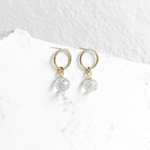 Crystal Quartz Circle Dangle Earrings