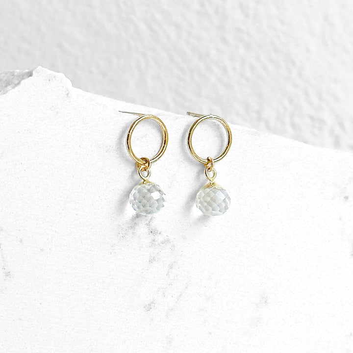 Crystal Quartz Circle Dangle Earrings