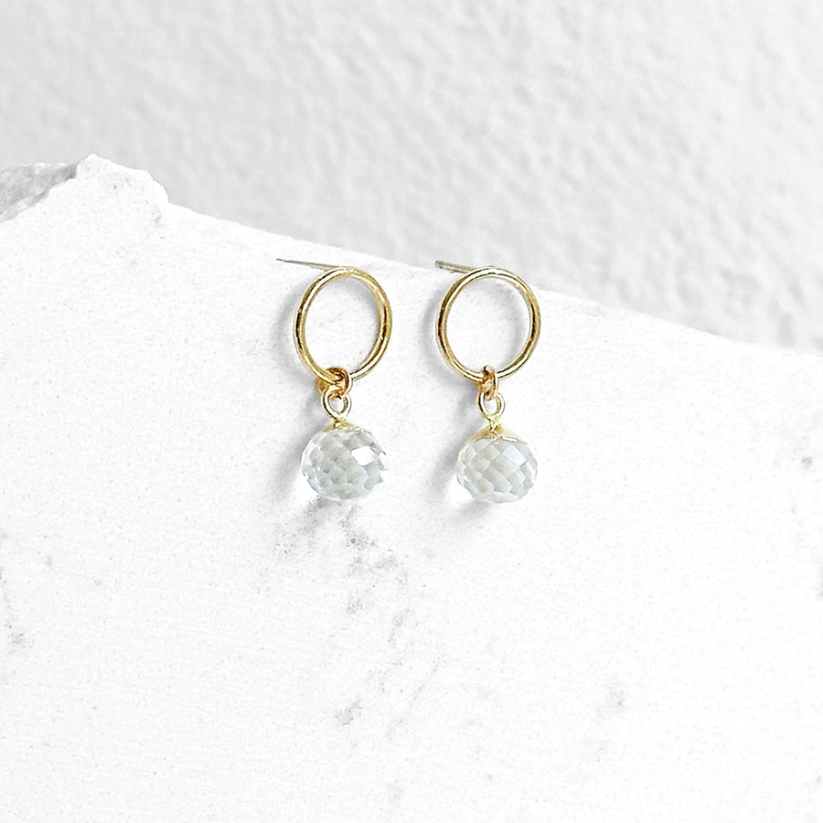 Crystal Quartz Circle Dangle Earrings