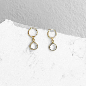 Circle Dangle Earrings with Pear Crystal Quartz