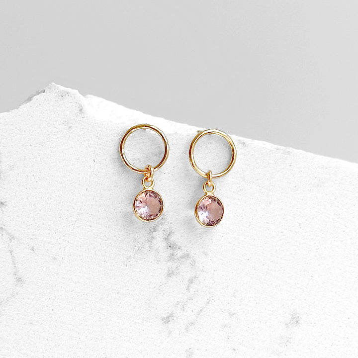 Morganite Circle Dangle Earrings