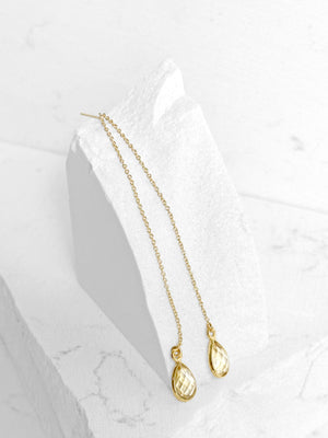 Dark Citrine Teardrop Threader Earrings