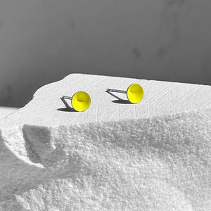 Bright Yellow Color Dot Earrings