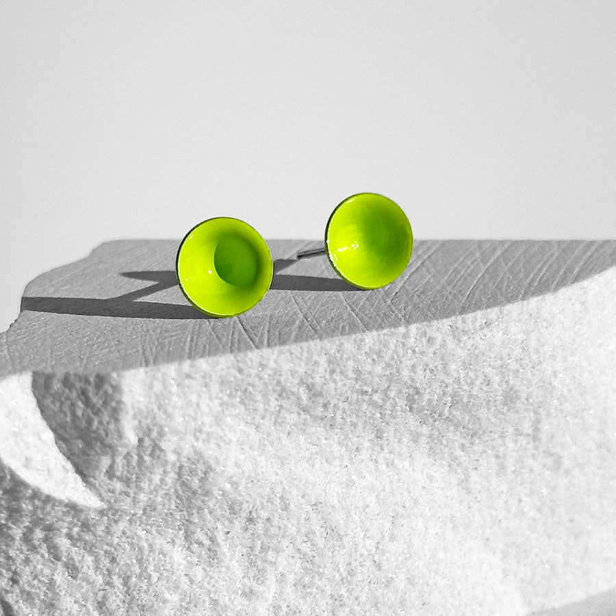 Neon Lime Green Color Dot Earrings