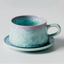 Crystalline Glaze Ceramic Coffee Cup and Saucer Set