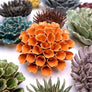 Ceramic Flower Wall Art Orange Unique Plant Accessories