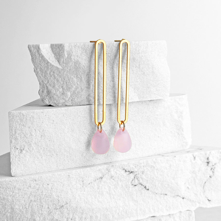 Elongated Oval Drop Earrings