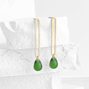 Elongated Oval Drop Earrings