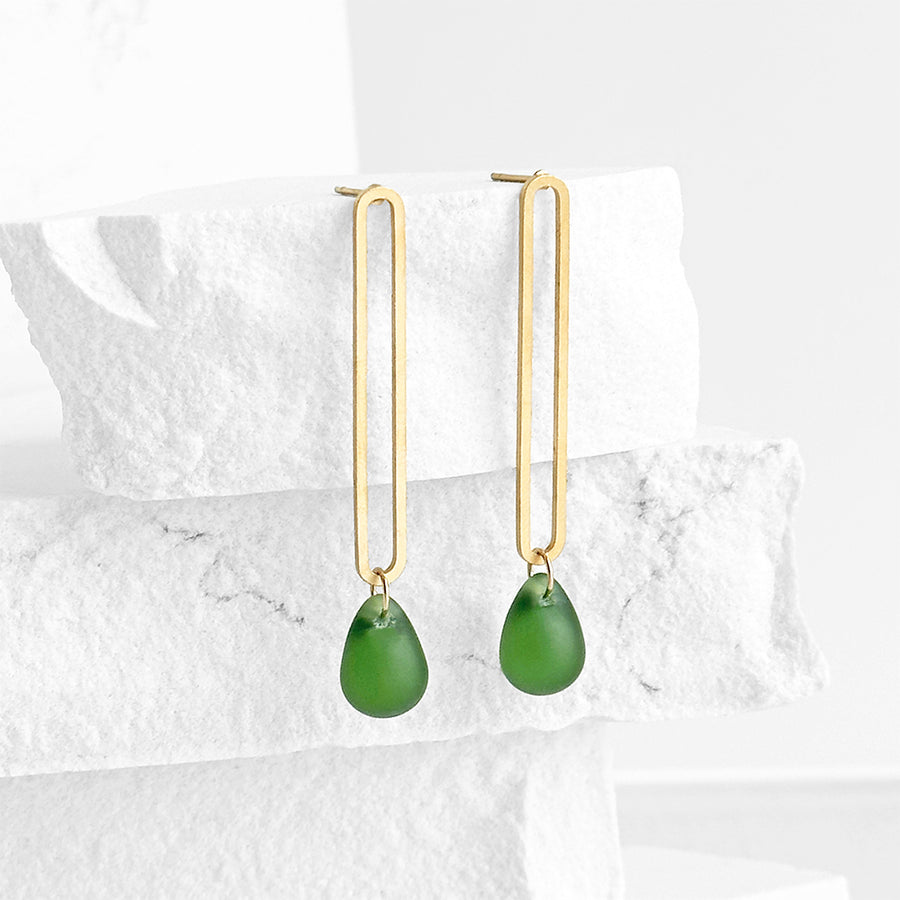 Elongated Oval Drop Earrings