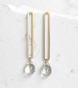 Elongated Oval Drop Earrings