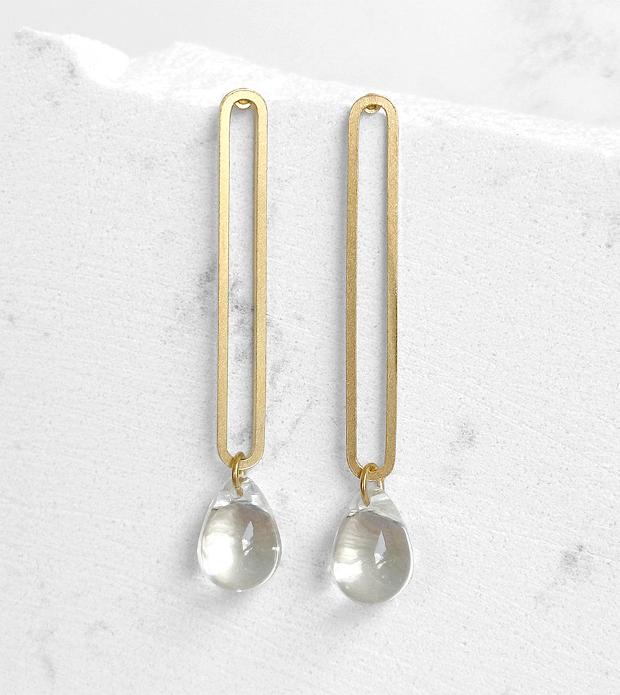 Elongated Oval Drop Earrings