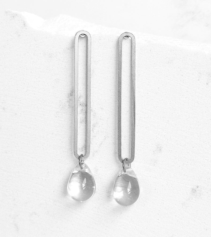 Elongated Oval Drop Earrings