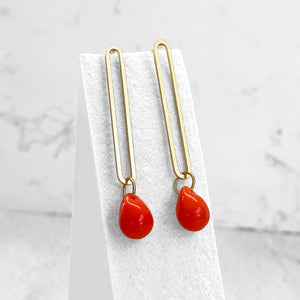 Elongated Oval Drop Earrings