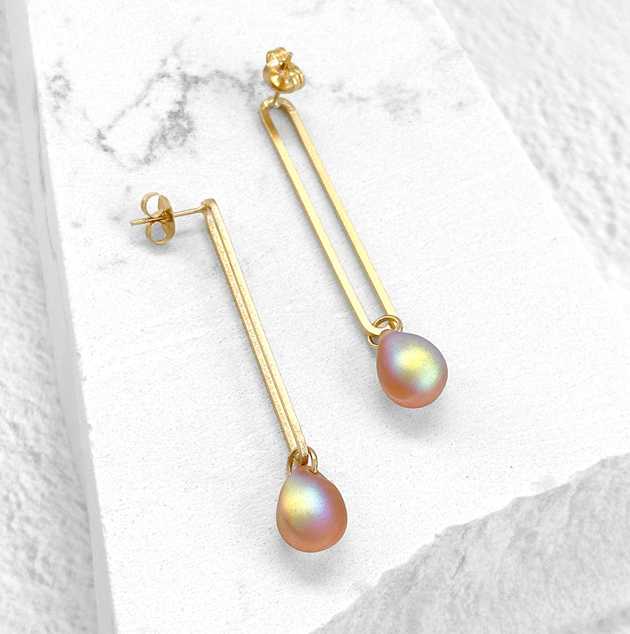 Elongated Oval Drop Earrings