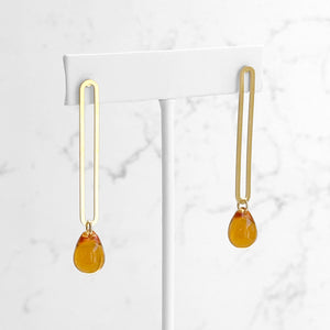 Elongated Oval Drop Earrings