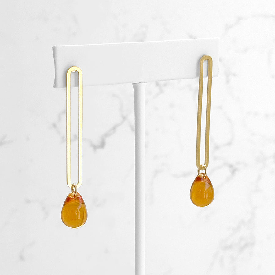 Elongated Oval Drop Earrings