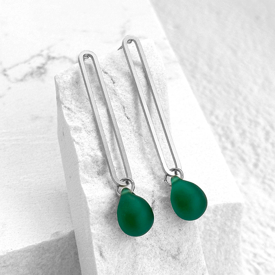 Elongated Oval Drop Earrings