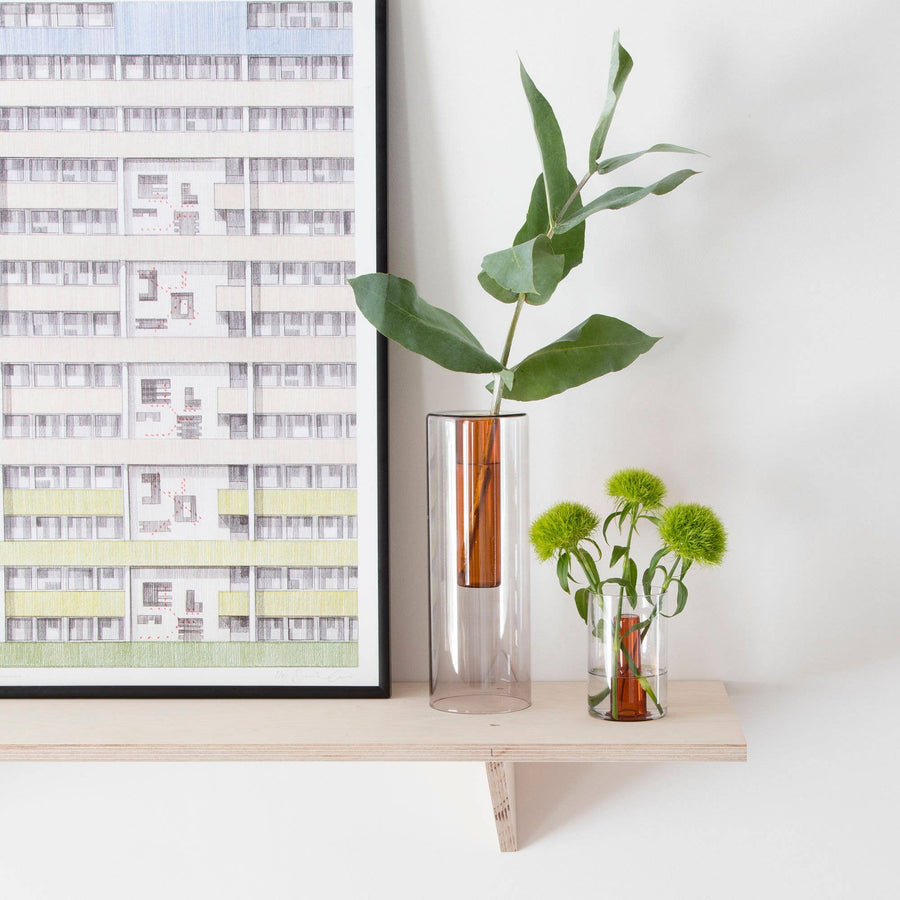 Reversible Glass Vase - Small: Peach/Cobalt
