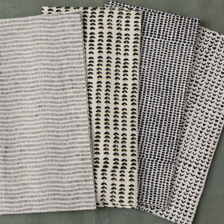 Tiny Dot Black Block Printed Napkins - set of 4